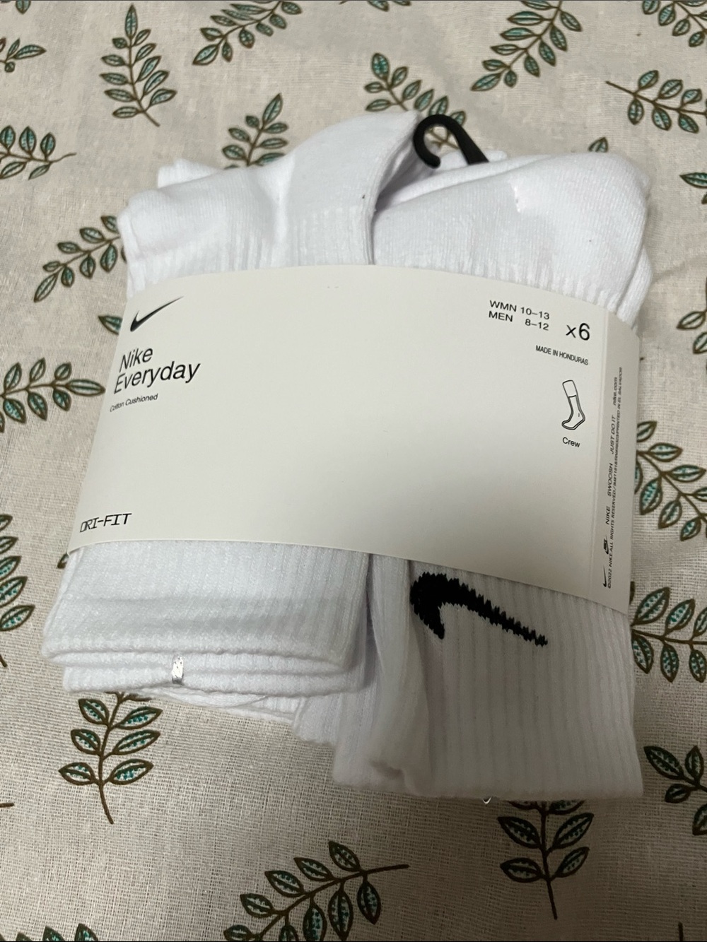 Nike White Crew Athletic Socks with Black Swoosh - 6 Pack